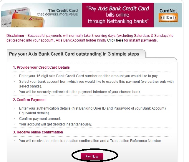 Axis Bank Pay Credit Card Bills Online Www Statusin In