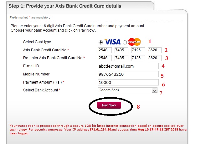 Axis Bank : Pay Credit Card Bills Online - www.statusin.in